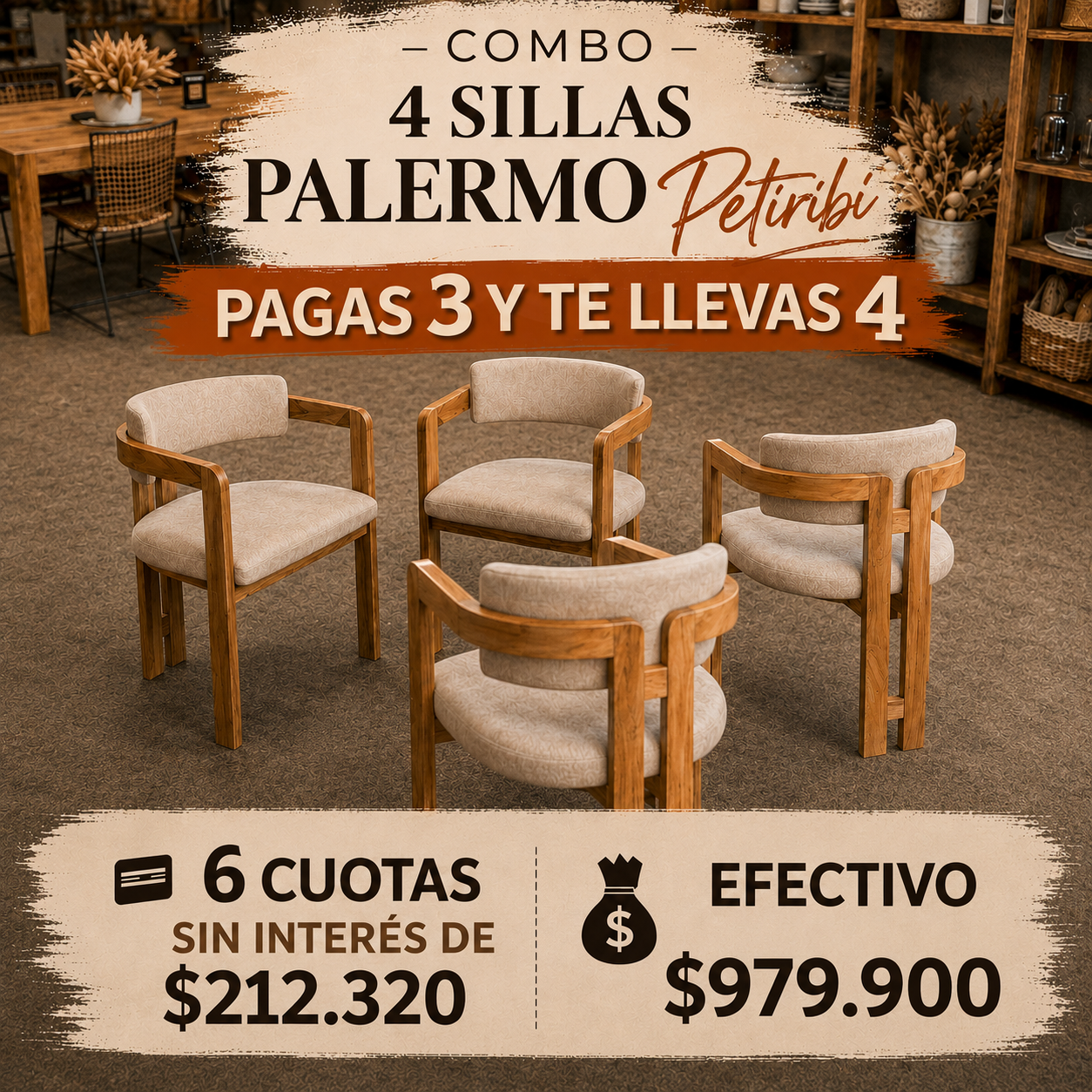 Silla Palermo tapizada Petiribí