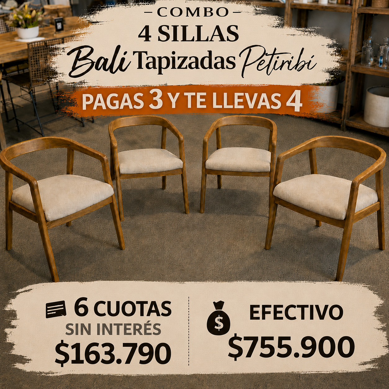 Silla Bali tapizada Petiribí
